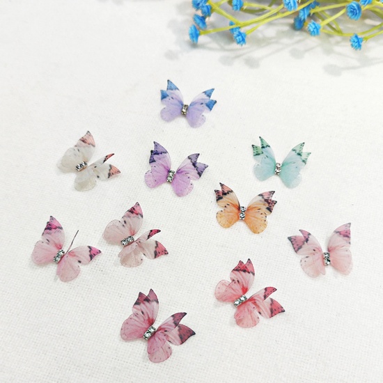 Immagine di 20 Pz Poliestere Eterea Farfalla Accessori per materiali artigianali fatti a mano fai-da-te Multicolore Farfalla Multilayer 3cm
