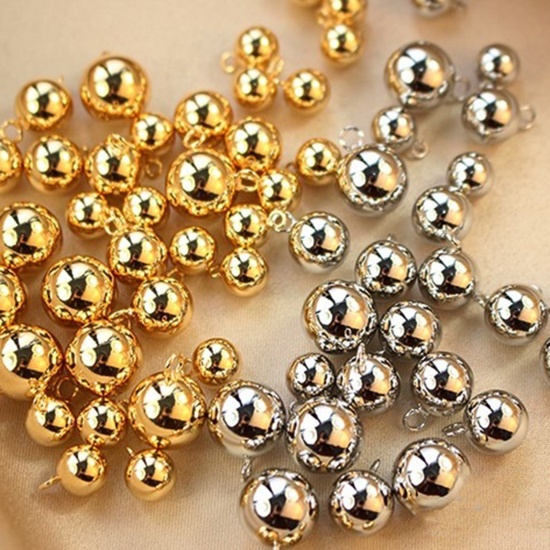 Picture of 1 Piece Brass Geometric Charms Real Gold Plated Ball 3D