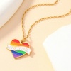 Immagine di 1 Pz Placcatura Sottovuoto 304 Acciaio Inossidabile Arcobaleno Ciondoli Cuore Oro Placcato Multicolore Smalto