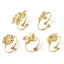 Picture of Vacuum Plating 304 Stainless Steel Open Adjustable Rings 18K Gold Plated Flower Leaves 17.7mm(US Size 7.5)
