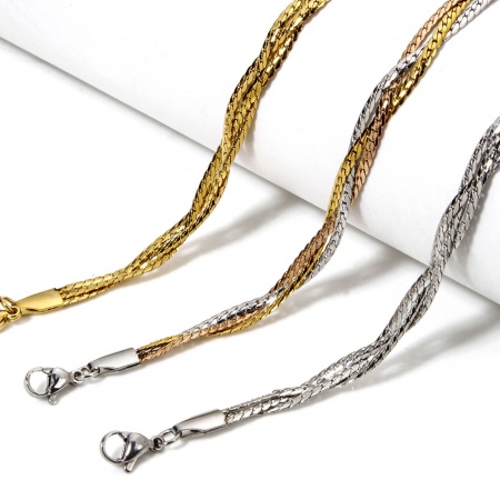 1 Pz 304 Acciaio Inossidabile Catena di Serpente Intrecciata Intrecciata Collana 45cm Lunghezza