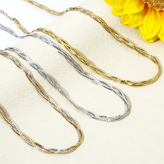 Immagine di 1 Piece 304 Stainless Steel Weave Braided Snake Chain Necklace For DIY Jewelry Making 45cm(17.7") long