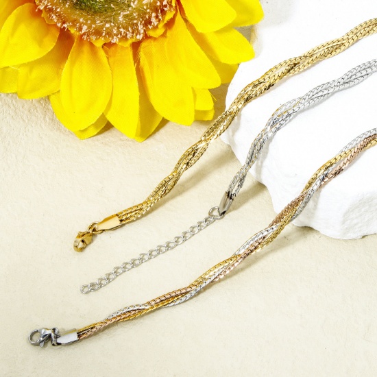 Immagine di 1 Piece 304 Stainless Steel Weave Braided Snake Chain Necklace For DIY Jewelry Making 45cm(17.7") long