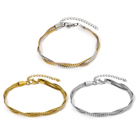 304 Stainless Steel Weave Braided Snake Chain Bracelets 18cm(7.1") long