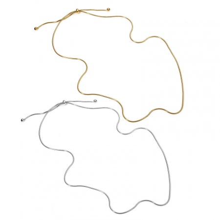 1 Strang 304 Edelstahl Schlangenkette Kette Einstellbare Slider/ Slide Bolo Halskette Schiebe-Halskette 58cm lang