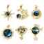 Picture of 1 Piece Brass Galaxy Charms Real Gold Plated Multicolor With Glass Cabochons