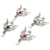 Picture of Zinc Based Alloy Gothic Pendants Antique Silver Color Dragon Wing Enamel 4.8cm x 3.8cm