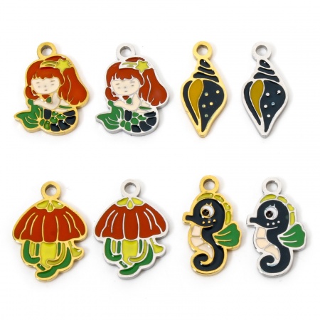 Vacuum Plating 304 Stainless Steel Charms Jellyfish Mermaid Enamel Vacuum Plating 304 Stainless Steel Charms Jellyfish Mermaid Enamel