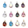 Picture of 304 Stainless Steel Charms Drop Cubic Zirconia 13mm x 8mm