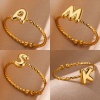 Picture of Vacuum Plating Simple & Casual Simple 18K Gold Plated 304 Stainless Steel Open Adjustable Braided Message " A-Z " Rings For Women Mother's Day