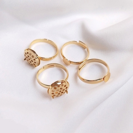 Picture of Hypoallergenic Brass Simple Open Ring Components 14K Gold Plated Cabochon Settings