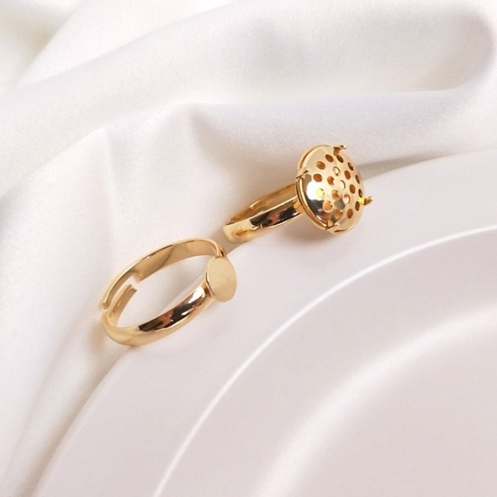 Picture of Hypoallergenic Brass Simple Open Ring Components 14K Gold Plated Cabochon Settings