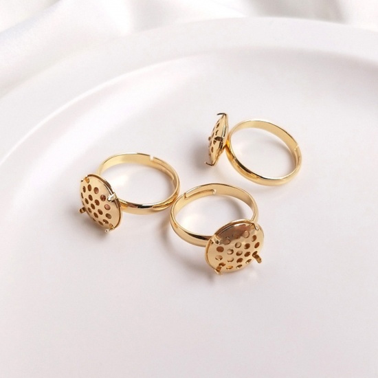 Picture of Hypoallergenic Brass Simple Open Ring Components 14K Gold Plated Cabochon Settings