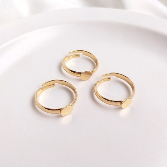 Picture of Hypoallergenic Brass Simple Open Ring Components 14K Gold Plated Cabochon Settings