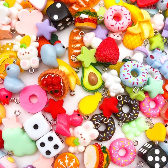 Picture of Resin Charms At Random Mixed Multicolor Mini Simulation