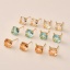 Picture of Hypoallergenic Brass Birthstone Ear Post Stud Earring For DIY Jewelry Making Accessories 14K Gold Plated Geometric With Loop Multicolor Rhinestone