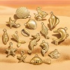 Bild von 2 Stück Vakuumbeschichtung 304 Edelstahl Ozean Schmuck Charms Seepferdchen 18K Gold Plattiert Delphin