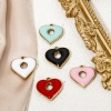 Picture of Vacuum Plating 304 Stainless Steel Valentine's Day Charms Gold Plated Multicolor Heart Circle Ring Enamel