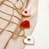 Picture of Vacuum Plating 304 Stainless Steel Valentine's Day Charms Gold Plated Multicolor Heart Circle Ring Enamel