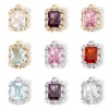 Picture of Eco-friendly Brass & Glass Micro Pave Charms Real Gold Plated Rectangle Multicolor Rhinestone 14mm x 10mm