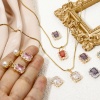 Picture of Eco-friendly Brass & Glass Micro Pave Charms Real Gold Plated Rectangle Multicolor Rhinestone 14mm x 10mm