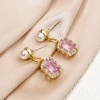 Picture of Eco-friendly Brass & Glass Micro Pave Charms Real Gold Plated Rectangle Multicolor Rhinestone 14mm x 10mm