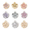 Immagine di 1 Pz Ecologico Ottone & Vetro Ciondoli Fiore Vero Oro Placcato Trasparente Cubic Zirconiae Multicolore Strass 13mm x 11mm
