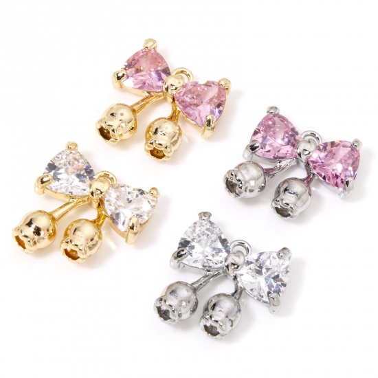 Immagine di 1 Pz Ecologico Ottone & Vetro Abiti Ciondoli Cravatta a Farfalla Vero Oro Placcato Multicolore Strass 14mm x 13mm