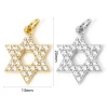 Picture of Eco-friendly Brass Religious Charms Real Gold Plated Star Of David Hexagram Micro Pave Clear Cubic Zirconia 20mm x 13mm