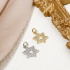 Picture of Eco-friendly Brass Religious Charms Real Gold Plated Star Of David Hexagram Micro Pave Clear Cubic Zirconia 20mm x 13mm