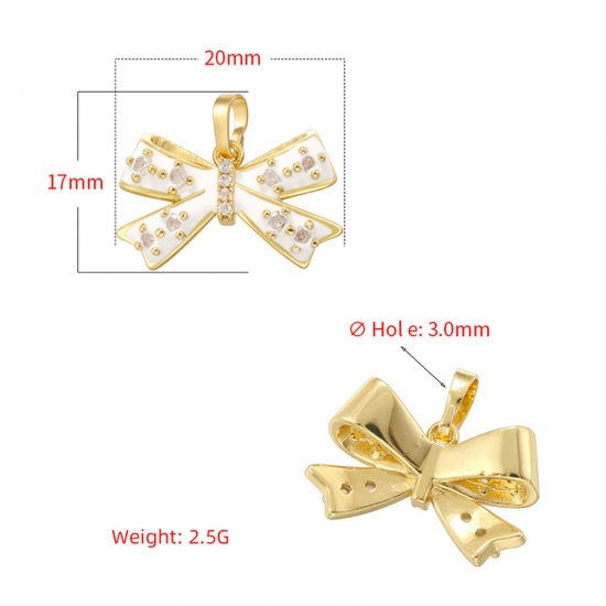 Immagine di 1 Pz Ottone Abiti Ciondoli Pendenti Ghiacciolo Placcato Oro 18K Multicolore Smalto Trasparente Strass 20mm x 17mm