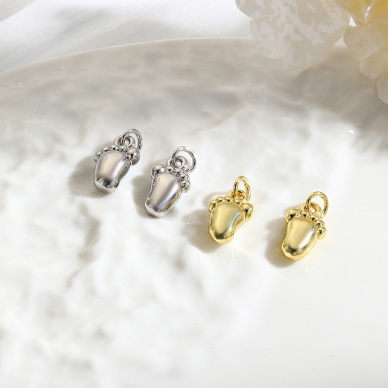 Picture of Brass Charms Multicolor Feet 3D 16mm x 8mm