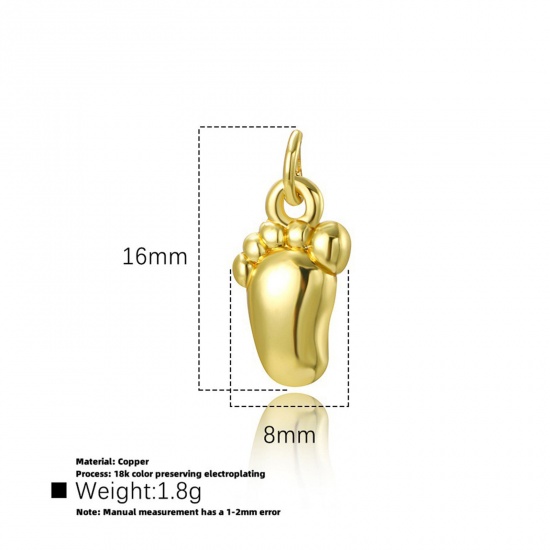 Picture of Brass Charms Multicolor Feet 3D 16mm x 8mm