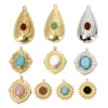 Picture of Eco-friendly Vacuum Plating 304 Stainless Steel & Stone Boho Chic Bohemia Charms Multicolor Multicolor Oval Carved Pattern