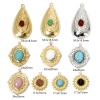 Picture of Eco-friendly Vacuum Plating 304 Stainless Steel & Stone Boho Chic Bohemia Charms Multicolor Multicolor Oval Carved Pattern