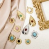 Picture of Eco-friendly Vacuum Plating 304 Stainless Steel & Stone Boho Chic Bohemia Charms Multicolor Multicolor Oval Carved Pattern