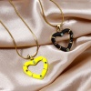 Picture of Eco-friendly Brass Valentine's Day Charm Pendant 18K Real Gold Plated Multicolor Heart Enamel Multicolour Cubic Zirconia 26mm x 21mm