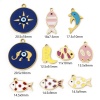 Picture of Vacuum Plating 304 Stainless Steel Ocean Jewelry Charms Gold Plated Multicolor Fish Animal Enamel