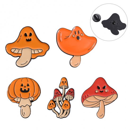 Immagine di 1 Pz Carino Spilla Fungo Halloween Fantasma Smalto