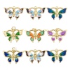 Picture of Eco-friendly Brass Insect Charms 18K Real Gold Plated Multicolor Butterfly Animal Enamel