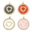 Picture of Eco-friendly Brass Micro Pave Pendants 18K Real Gold Plated Multicolor Round Sun Enamel 3.2cm x 2.6cm