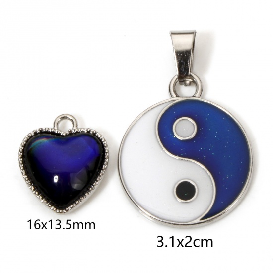 Picture of Zinc Based Alloy Charms Silver Tone Magic Temperature Sensing Color Changing