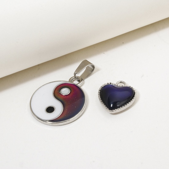 Picture of Zinc Based Alloy Charms Silver Tone Magic Temperature Sensing Color Changing