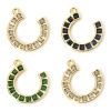Bild von 1 Stück Umweltfreundlich Messing West-Cowboy Charms 18K Echtgold plattiert Hufeisen Micro Pave 20mm x 20mm
