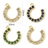 Bild von 1 Stück Umweltfreundlich Messing West-Cowboy Charms 18K Echtgold plattiert Hufeisen Micro Pave 20mm x 20mm