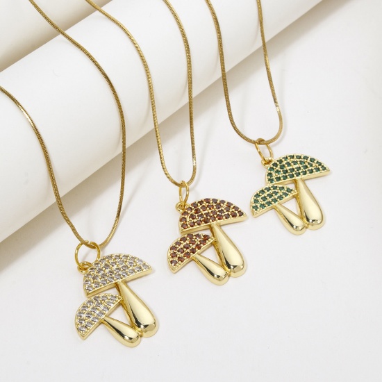 Imagen de 1 Unidad Respetuoso del Medio Ambiente Latón Colgantes Seta 18K Oro Real Chapado Micro Pave 26mm x 25mm