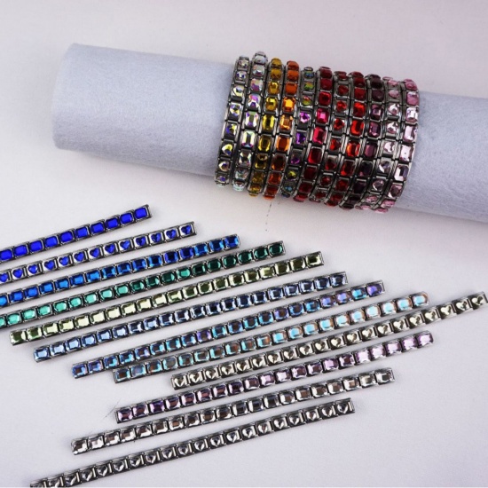 Image de 1 Pièce Bracelet à Maillons Breloques Italiens Accessories de Fabrication de Bracelets Bijoux DIY en Acier Inoxydable Argent Mat Rectangle 10mm x 9mm