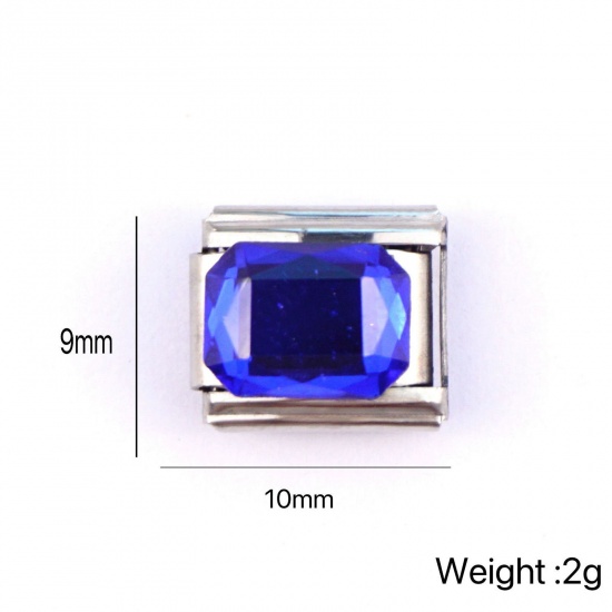 Image de 1 Pièce Bracelet à Maillons Breloques Italiens Accessories de Fabrication de Bracelets Bijoux DIY en Acier Inoxydable Argent Mat Rectangle 10mm x 9mm