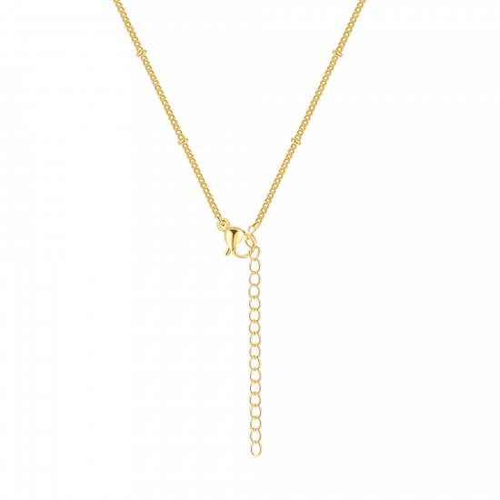 Imagen de Globo Mayúscula Letra Mensaje " A-Z " Collar con Colgante Al Por Mayor, 18K Oro Real Chapado Latón Cadenas de Curb, Mujeres PVD Ecológico Impermeable Antioxidante Hipoalergénico Exquisito Elegante Regalo Joyería Para Minorista, 45cm + 5cm longitud, 1 Unidad