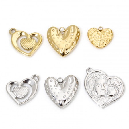 Vacuum Plating 304 Stainless Steel Valentine's Day Charms Multicolor Heart